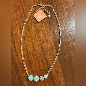 CAbi Gold and Aquamarine Necklace - NWT